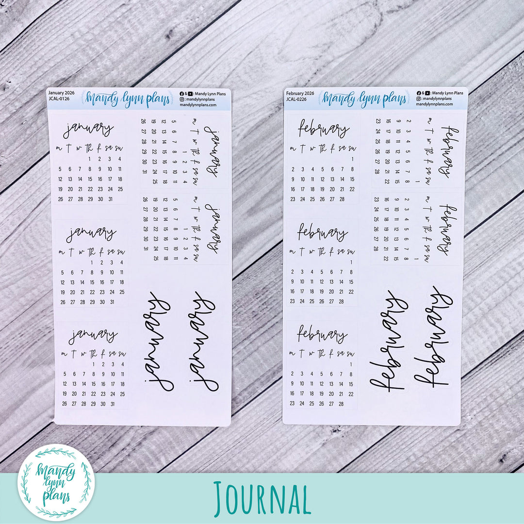 2026 Monthly Calendars || Monday Start
