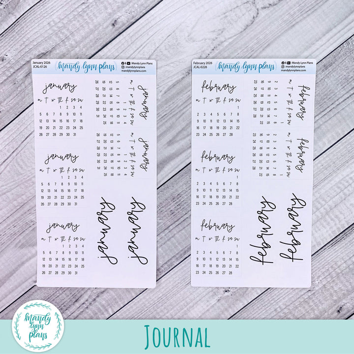 2026 Monthly Calendars || Monday Start