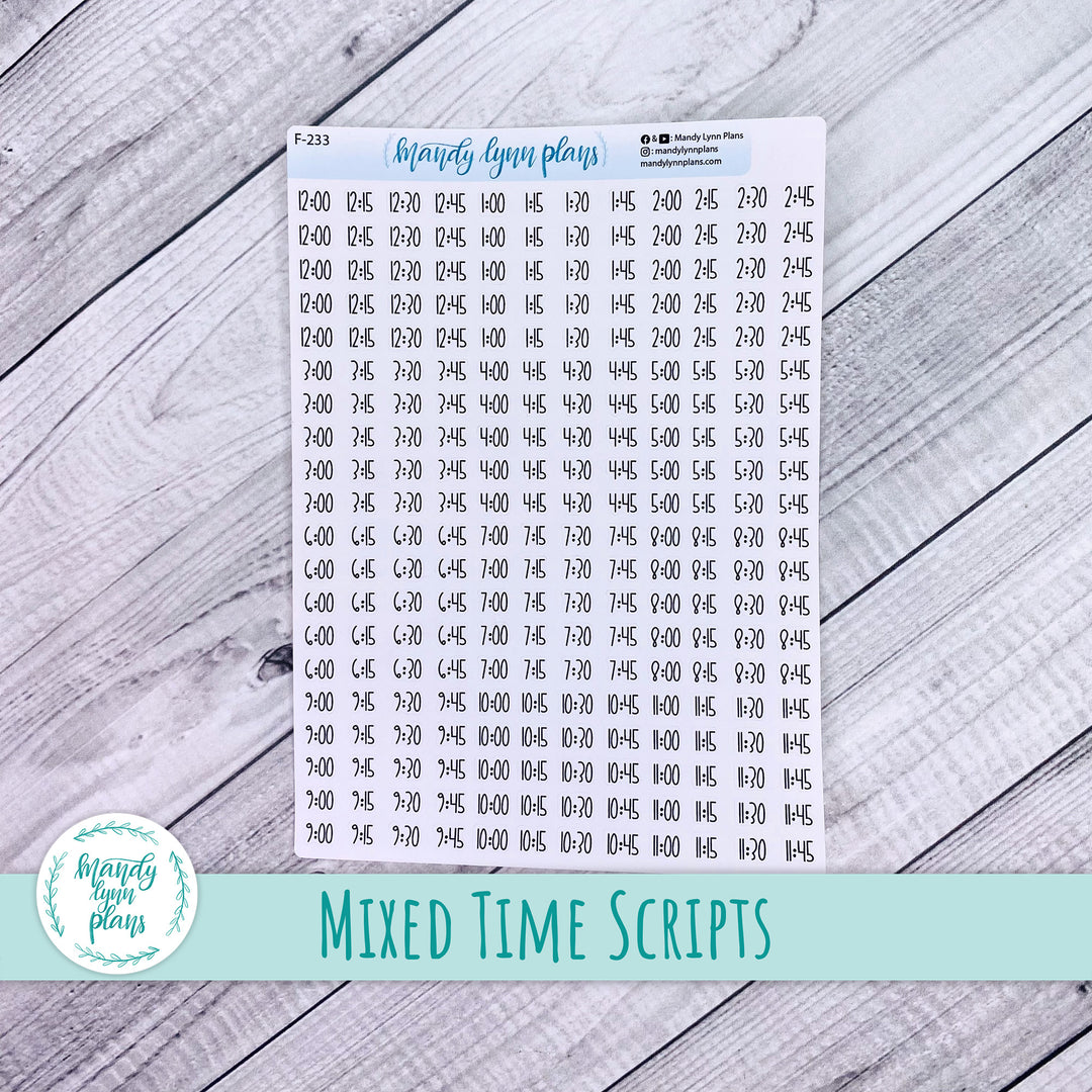 Mixed Time Script Stickers