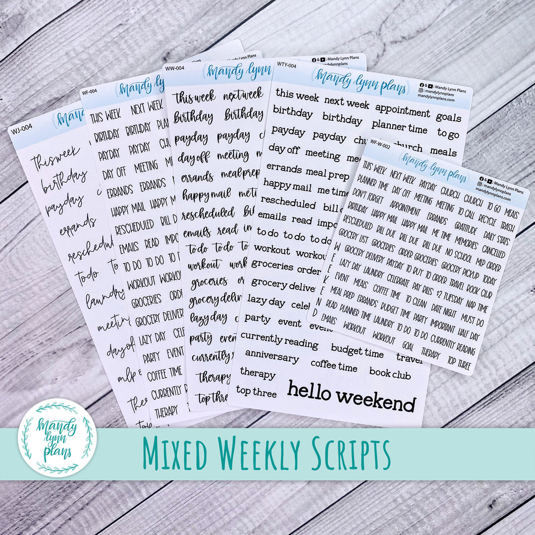 Mixed Weekly Script Sheets