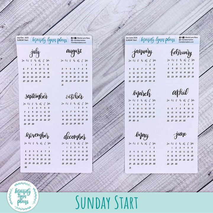 2025-2026 Academic Year Monthly Calendars || Sunday or Monday Start Future Log