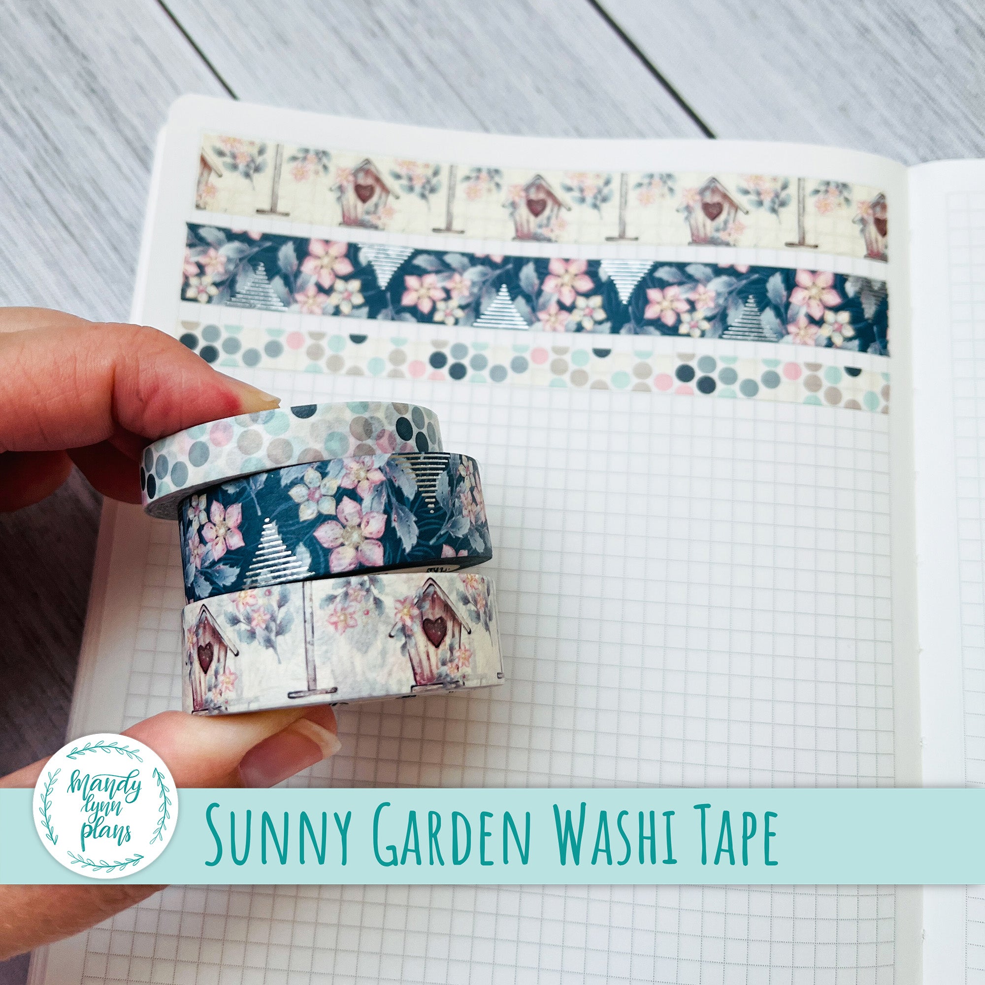 Set of 3 Washi Tape || Sunny Garden || Silver Foiled – Mandy Lynn Plans