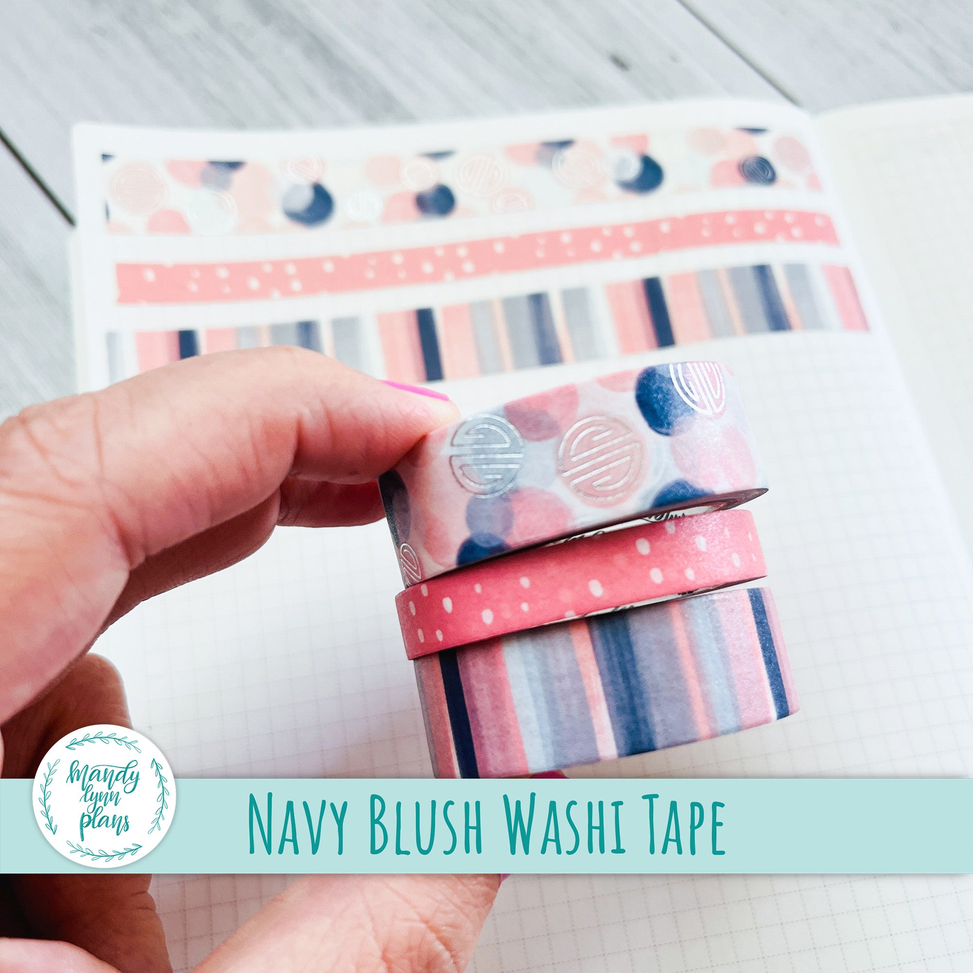 Set of 3 Washi Tape || Navy Blush || Silver Foiled – Mandy Lynn Plans