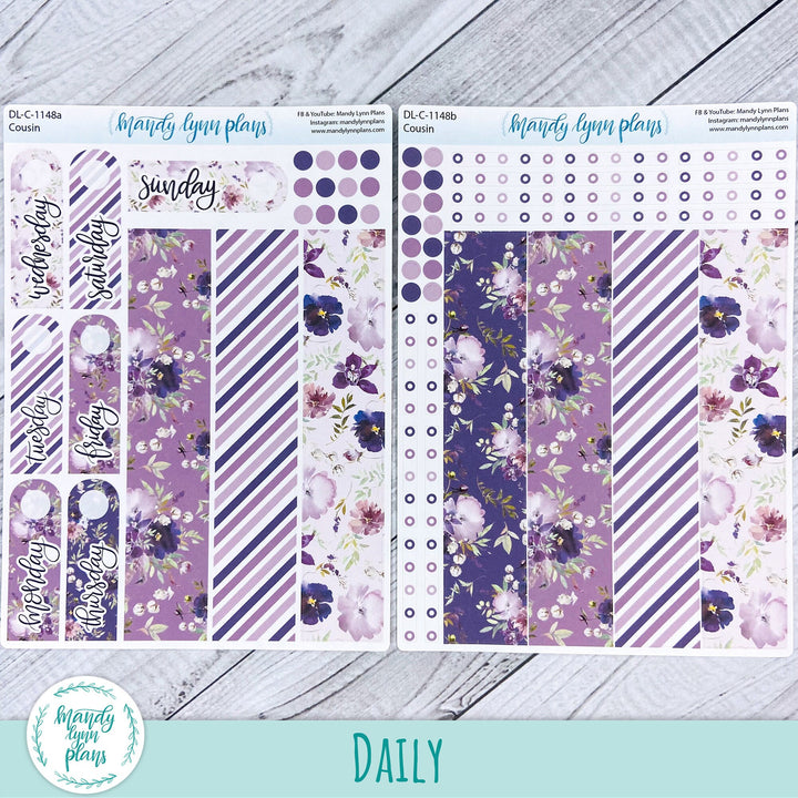 Hobonichi Cousin Daily Kit || Violet Floral || DL-C-1148