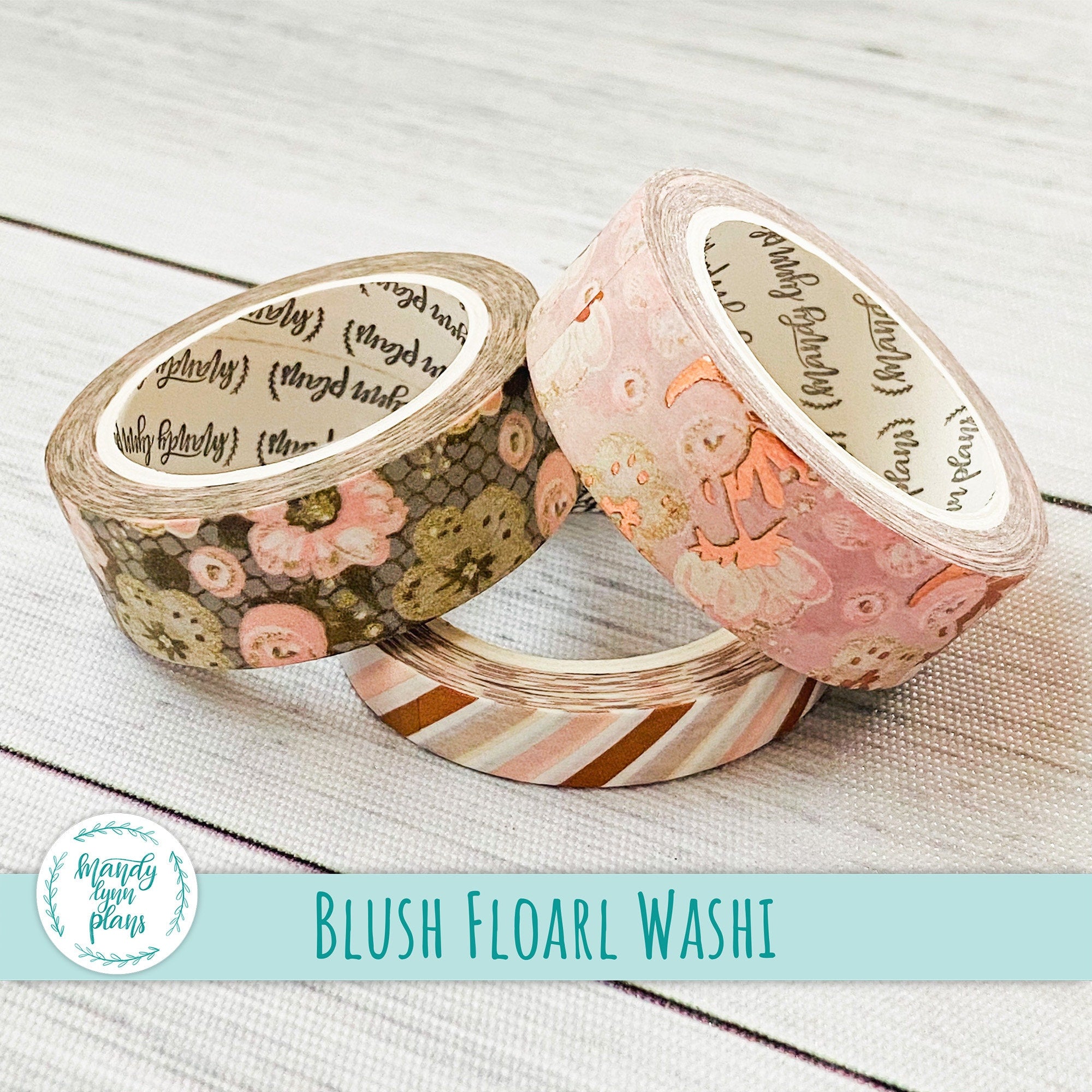 Set of 3 Washi Tape || Blush Floral || Rose Gold Foiled – Mandy Lynn Plans