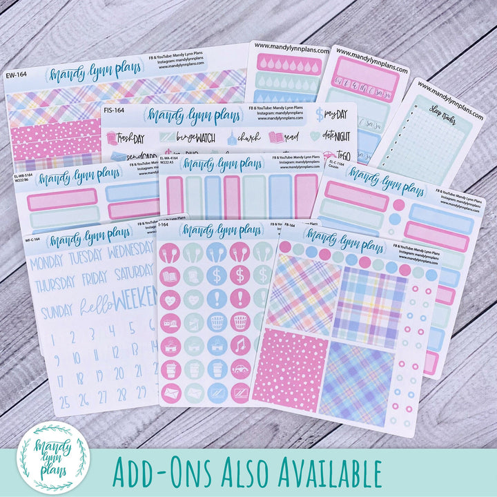 Set of 3 Washi Tape || Pastel Plaid || Silver Holo Foiled