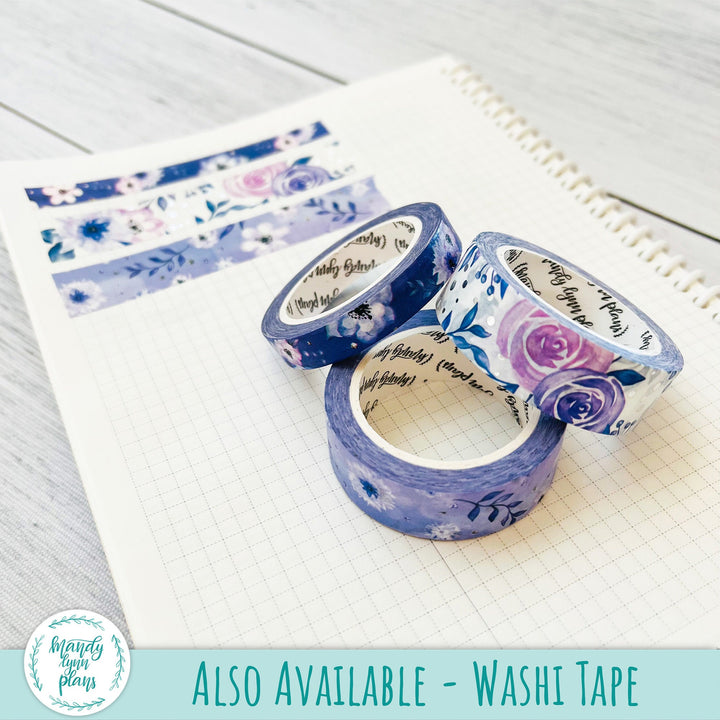 Set of 3 Washi Tape || Pink and Purple Floral || Silver Foiled