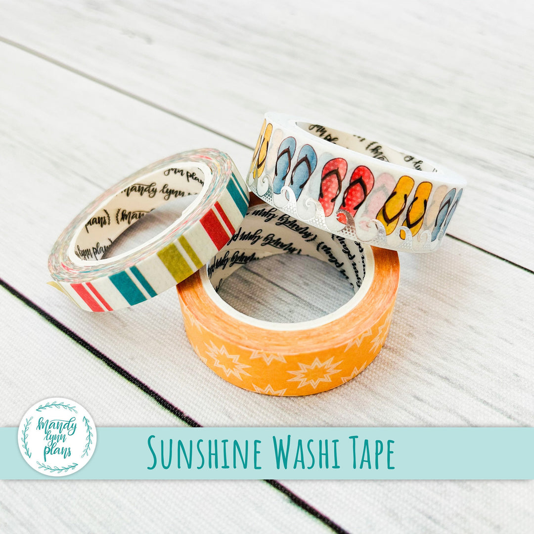 Set of 3 Washi Tape || Sunshine || Silver Foiled
