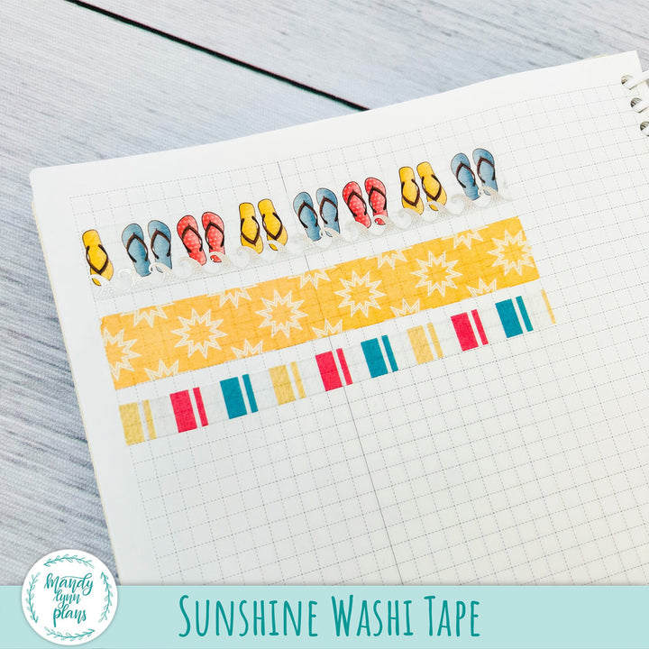 Set of 3 Washi Tape || Sunshine || Silver Foiled