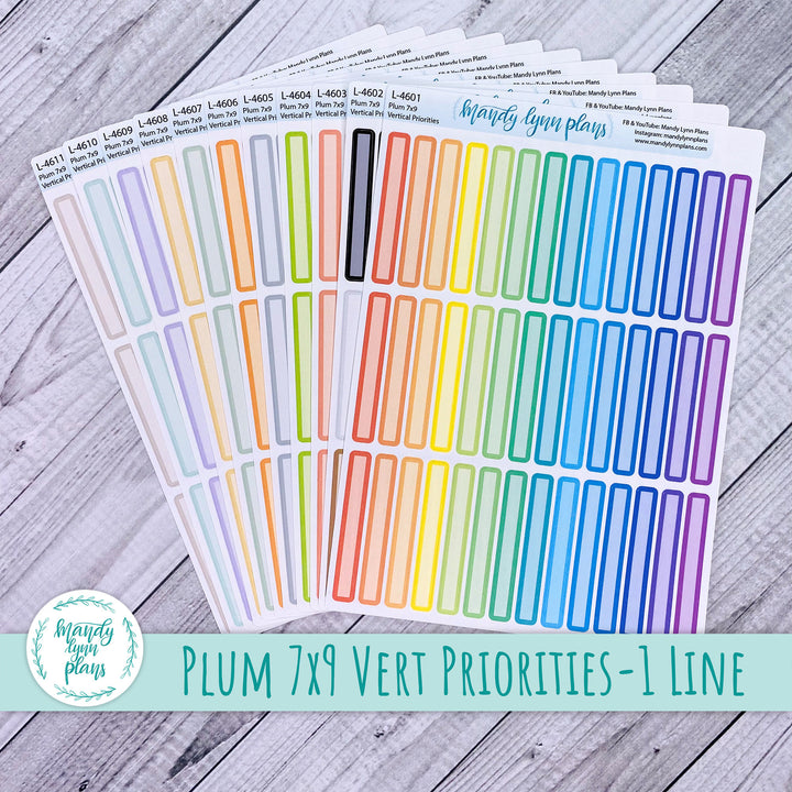 Plum 7x9 Vertical Priorities Labels - 1 Line || Skinny Labels