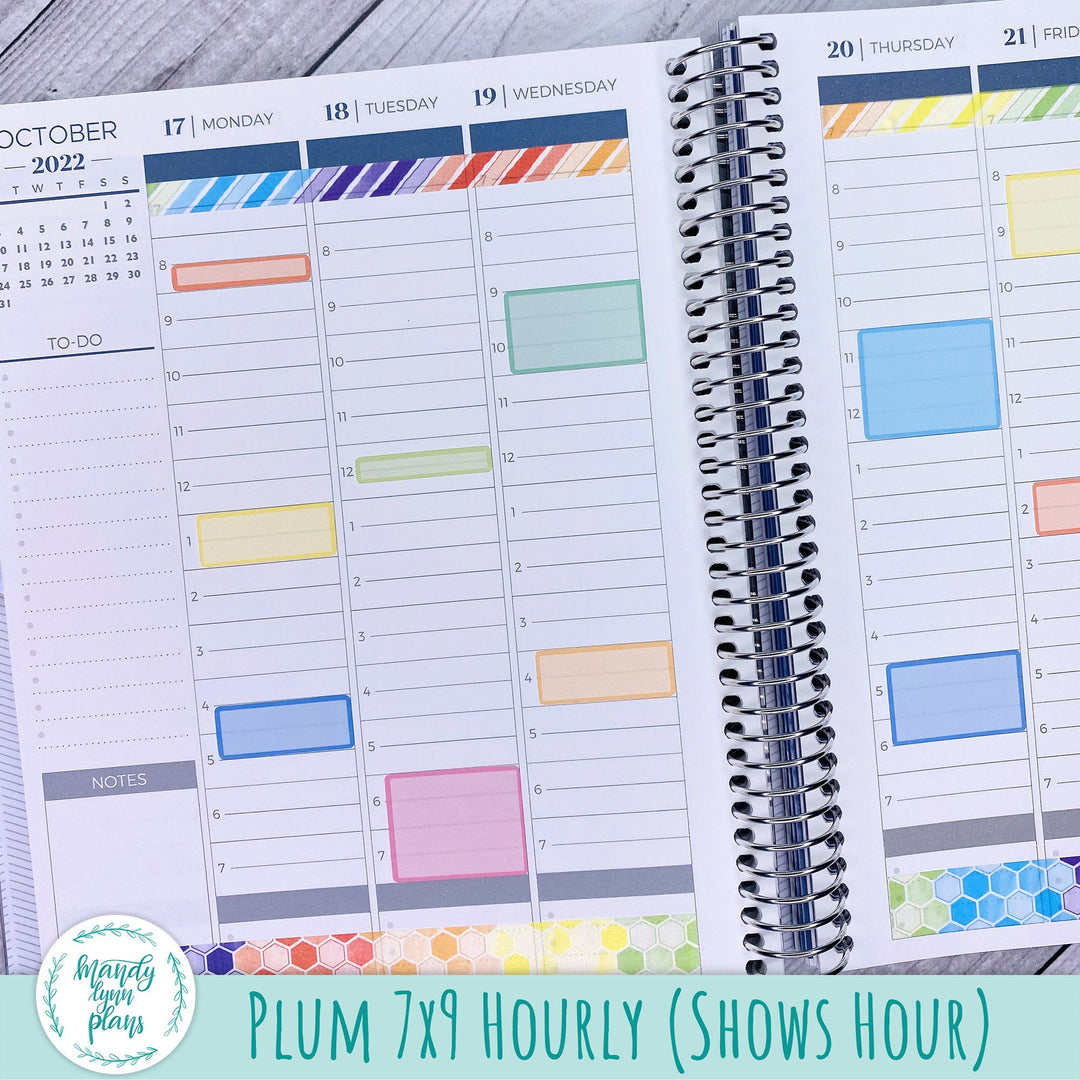 SHOWS HOUR - Plum 7x9 Hourly Labels - 1 Line || Skinny Labels