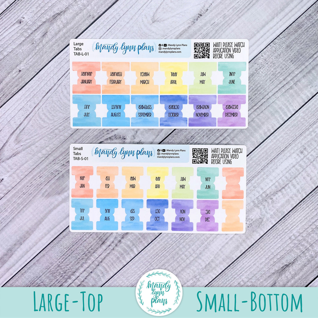 CUSTOM Watercolor Planner Tabs