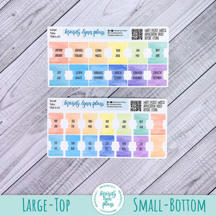 CUSTOM Watercolor Planner Tabs