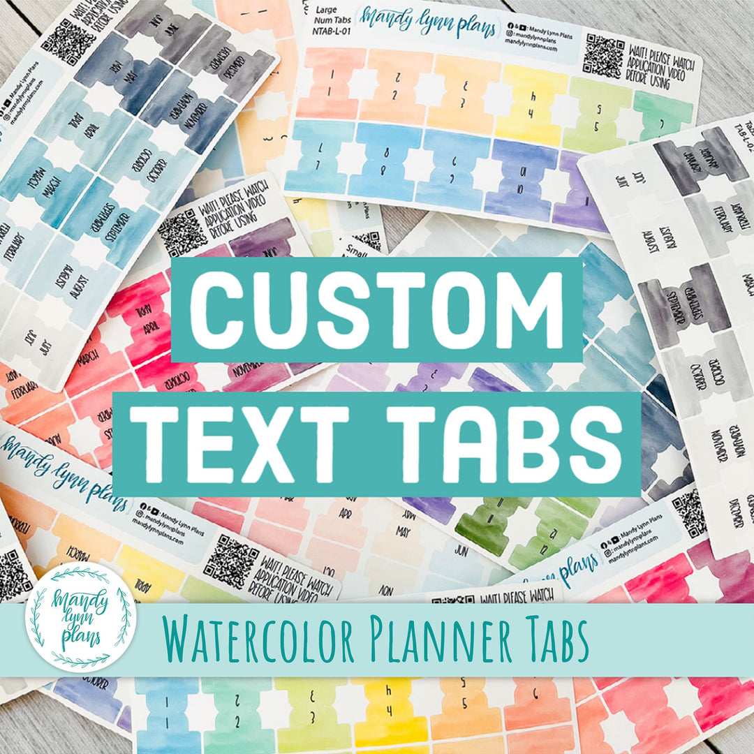 CUSTOM Watercolor Planner Tabs