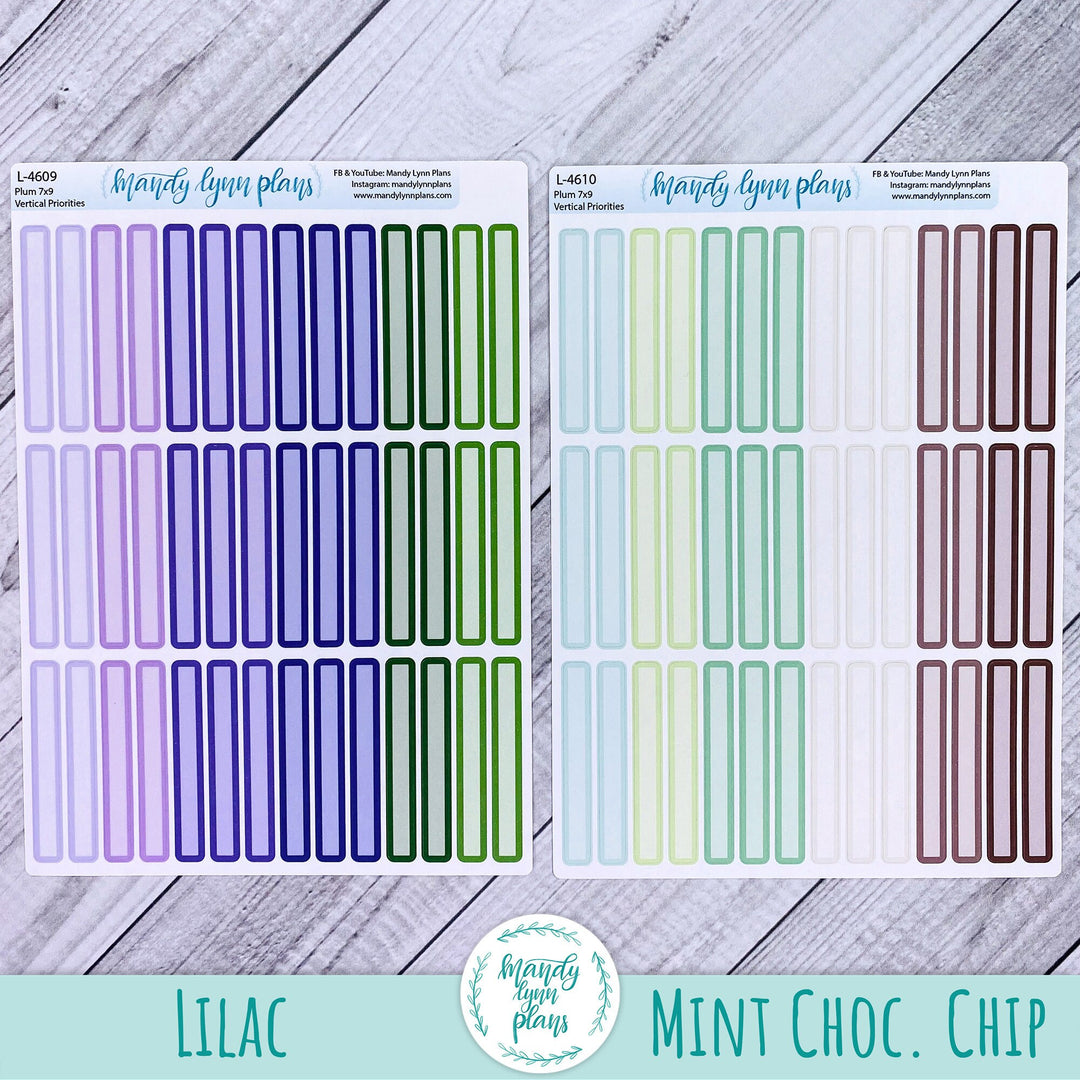 Plum 7x9 Vertical Priorities Labels - 1 Line || Skinny Labels