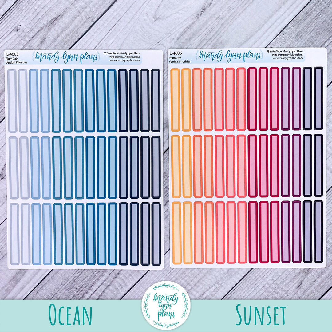 Plum 7x9 Vertical Priorities Labels - 1 Line || Skinny Labels