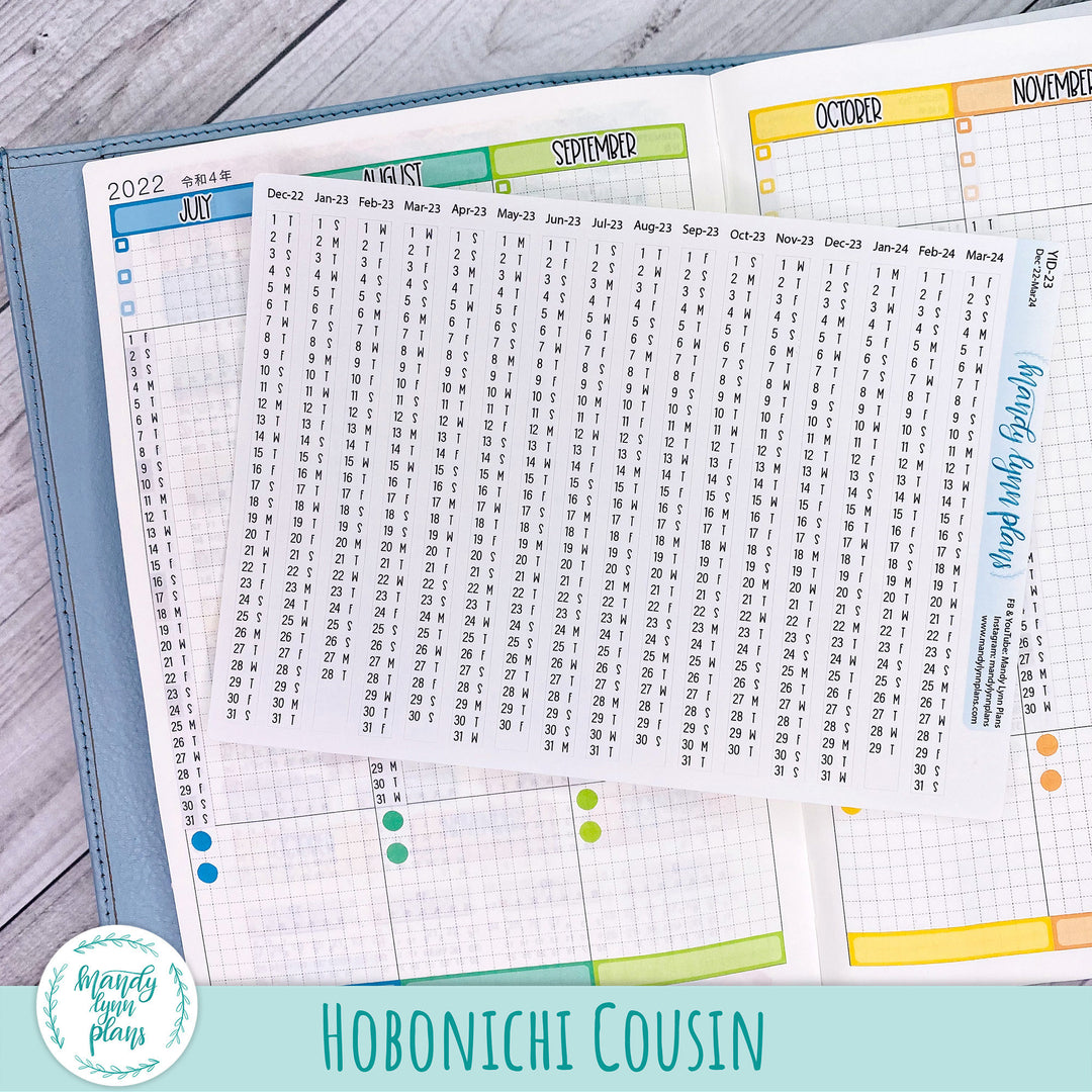 Yearly Index Number Day and Date Scripts || Hobonichi Cousin and A6