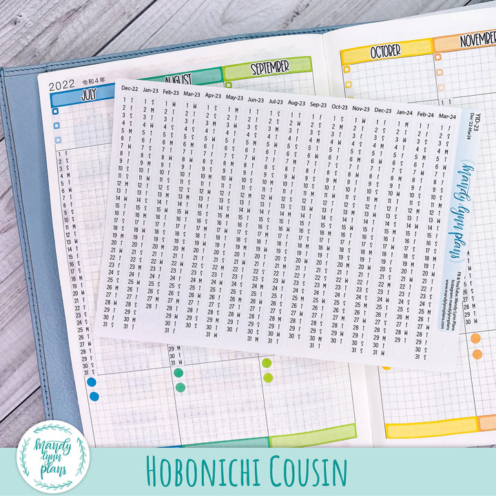 Yearly Index Number Day and Date Scripts || Hobonichi Cousin and A6