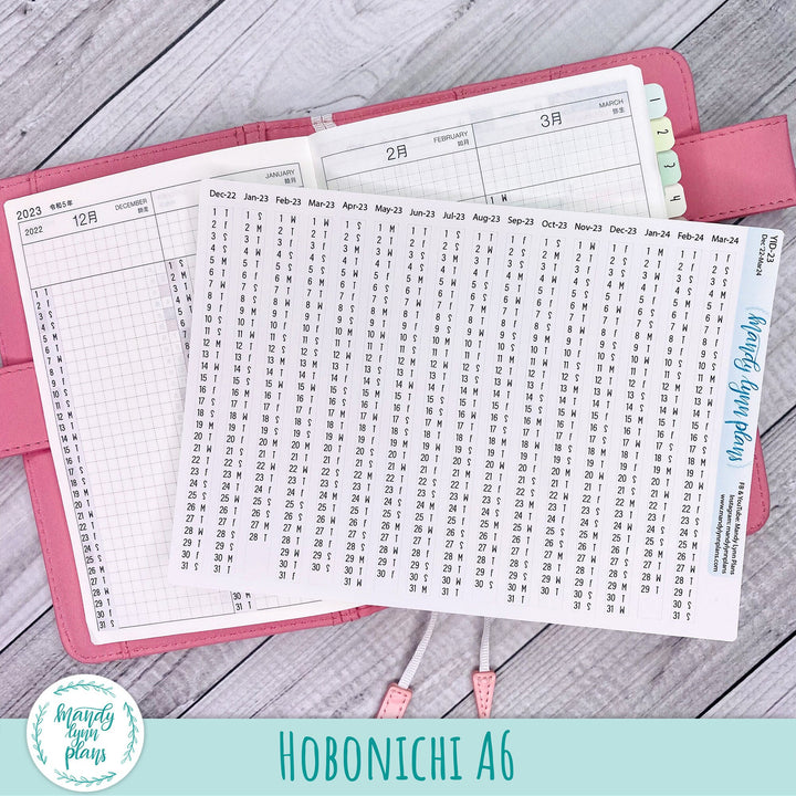 Yearly Index Number Day and Date Scripts || Hobonichi Cousin and A6