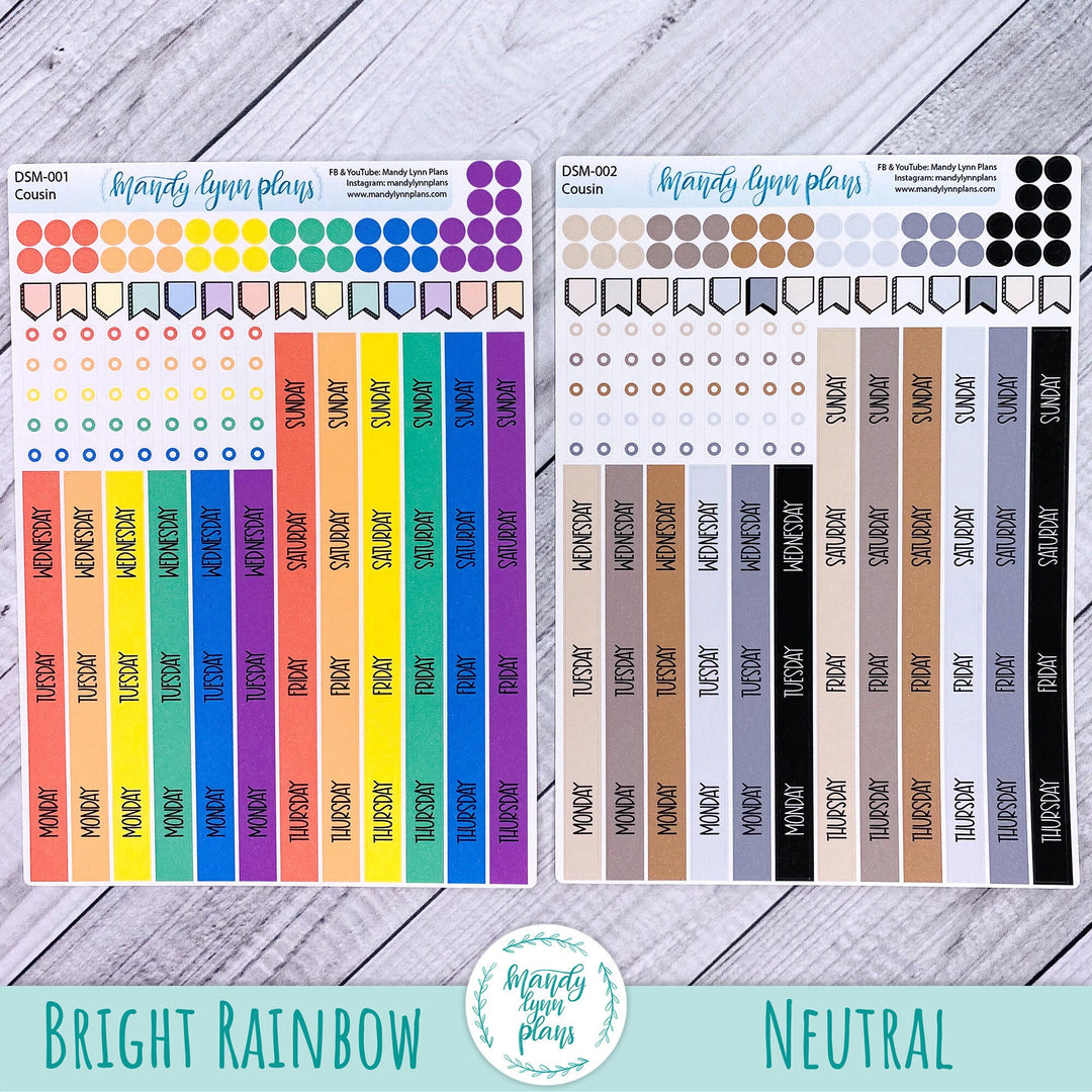 Sunday or Monday Start Hobonichi Cousin Monthly Day Cover Strips