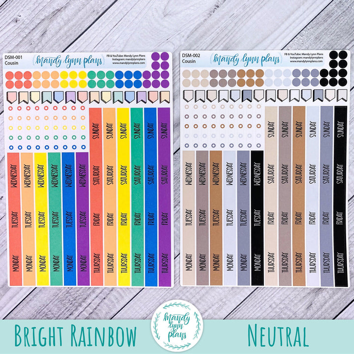 Sunday or Monday Start Hobonichi Cousin Monthly Day Cover Strips
