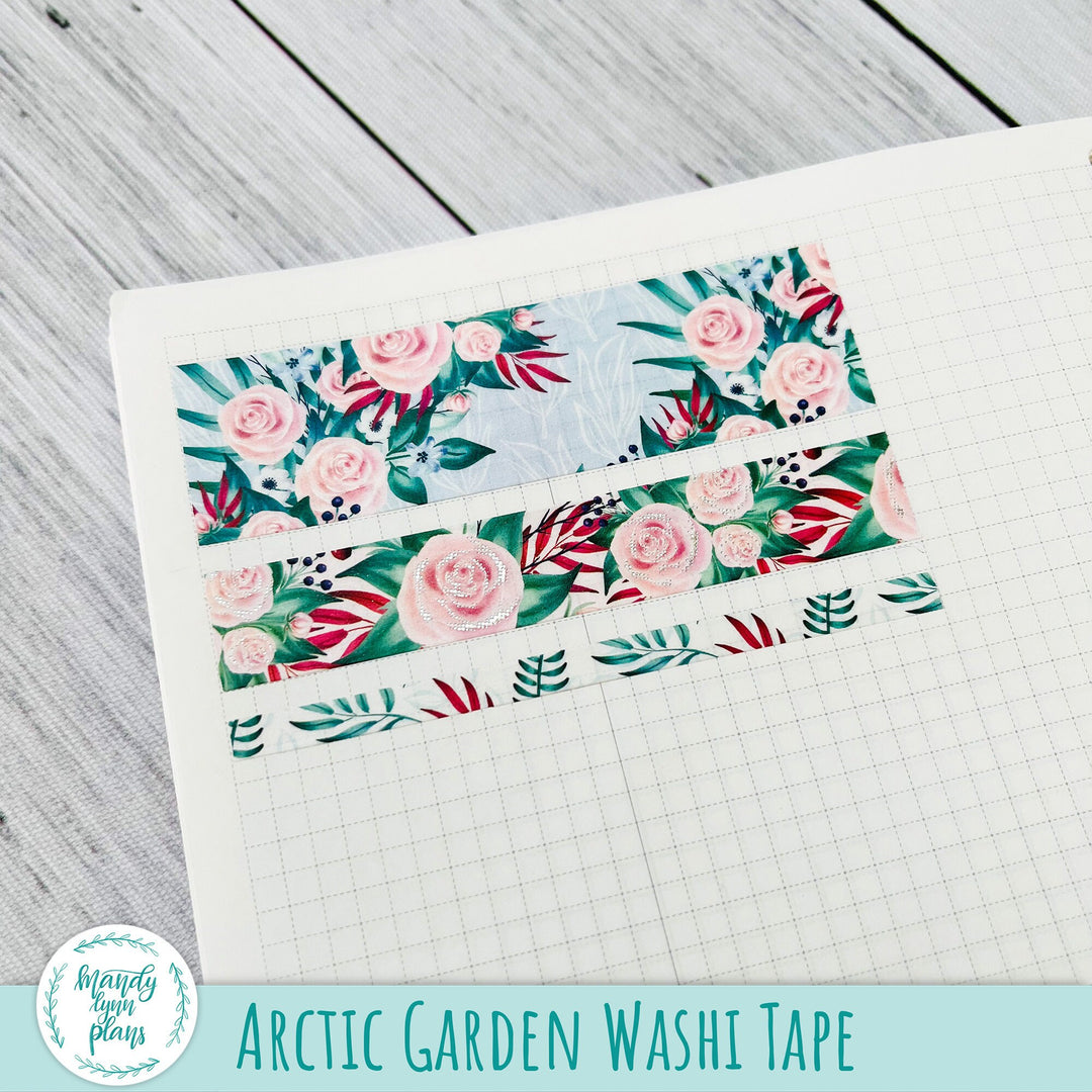 Set of 3 Washi Tape || Arctic Garden || Silver Foiled