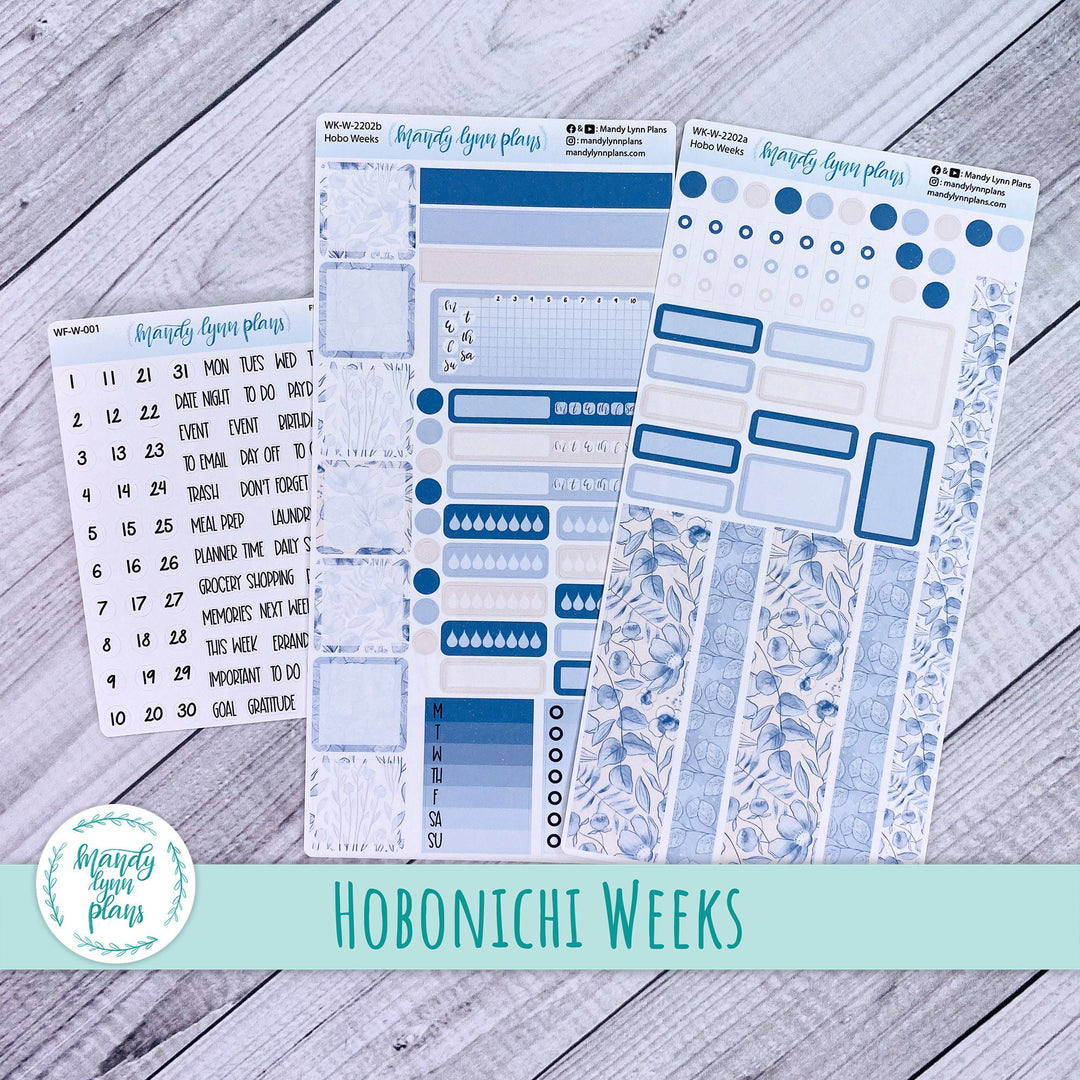 Hobonichi Weeks Weekly Kit || Blue Blooms || WK-W-2202