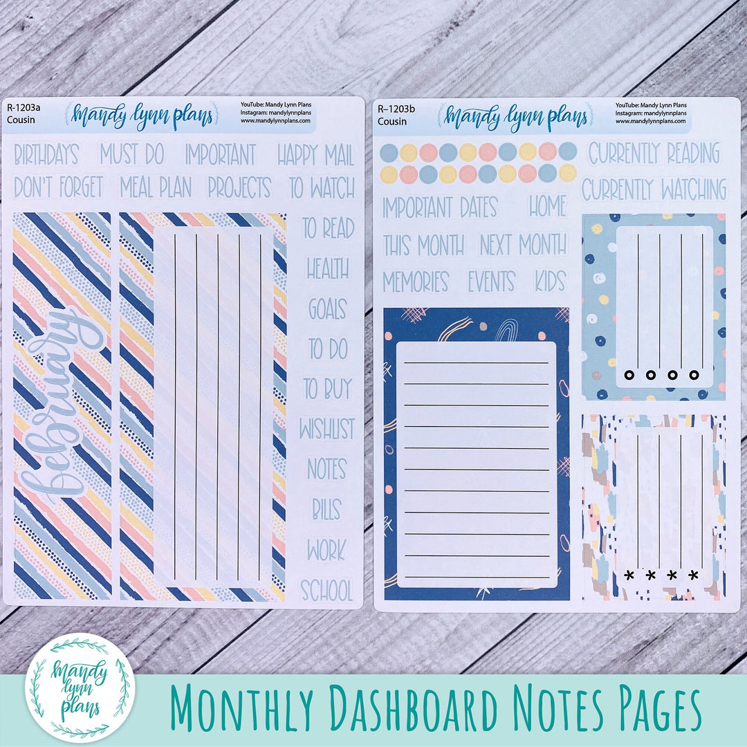 February Hobonichi Cousin Dashboard || Pastel Abstract || R-1203