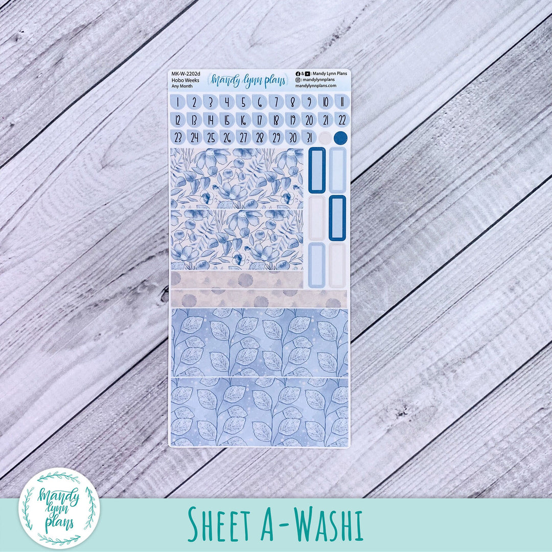 Any Month Hobonichi Weeks Monthly Kit || Blue Blooms || MK-W-2202