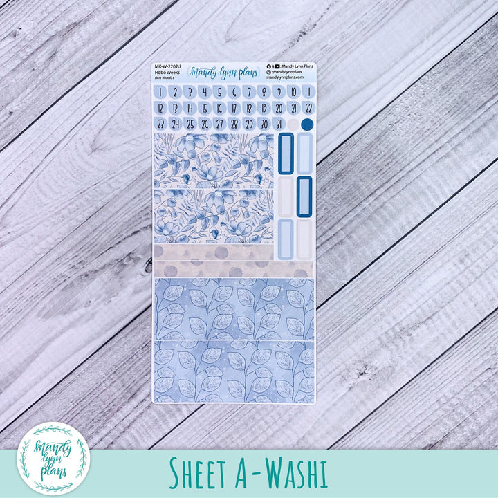 Any Month Hobonichi Weeks Monthly Kit || Blue Blooms || MK-W-2202