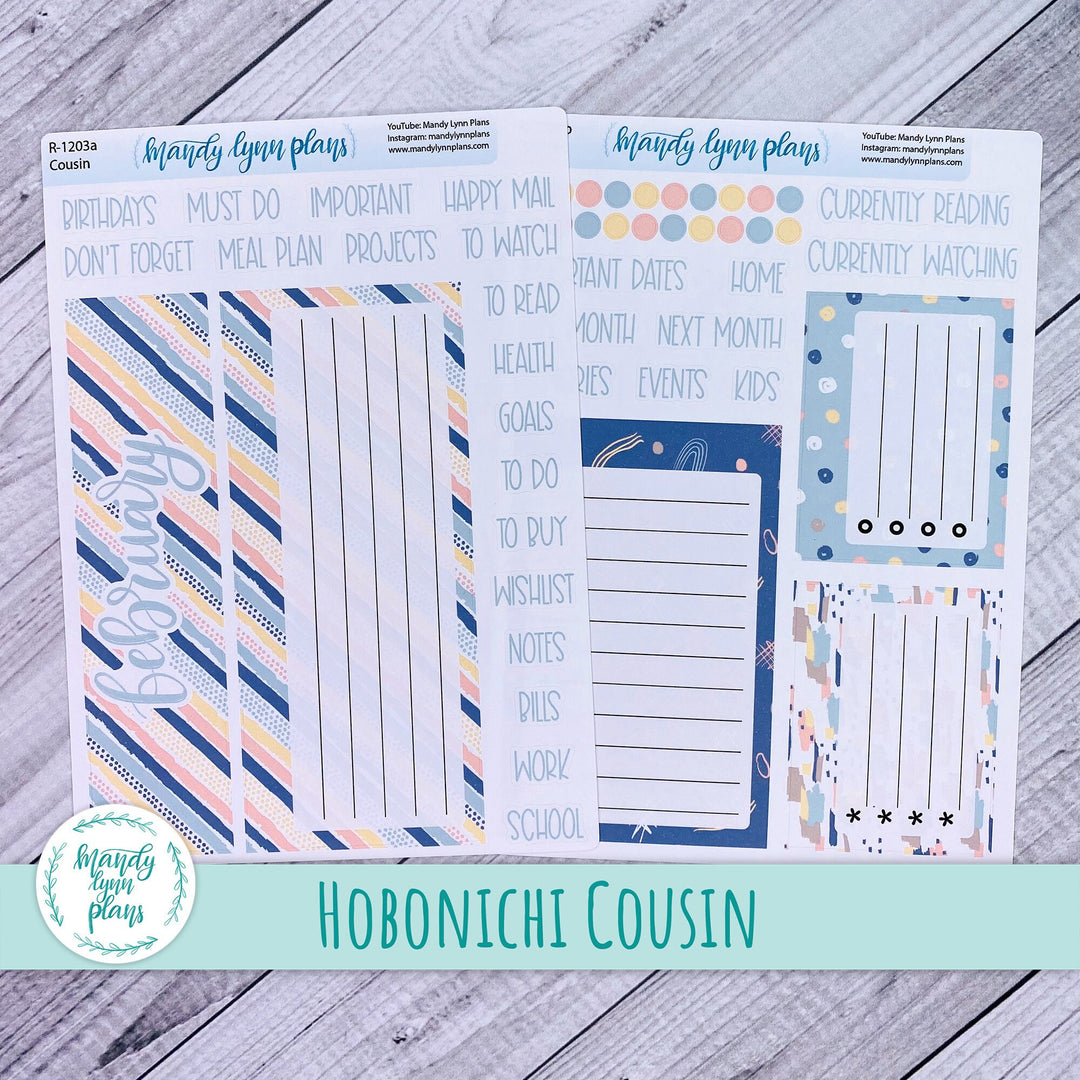 February Hobonichi Cousin Dashboard || Pastel Abstract || R-1203
