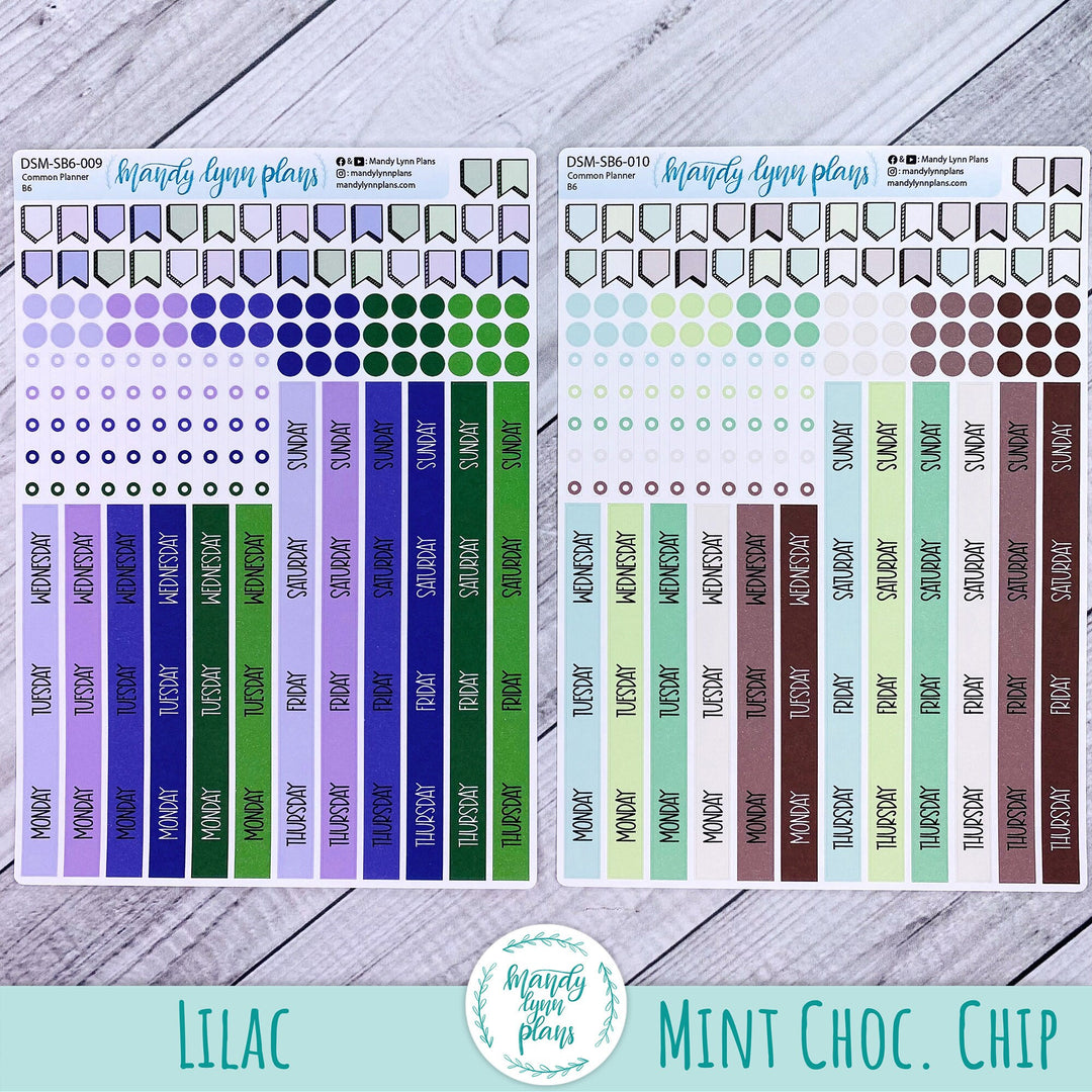 Sunday or Monday Start B6 (& A5 Slim) Common Planner Monthly Day Cover Strips