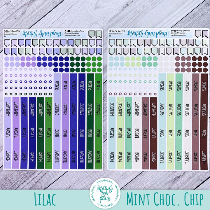 Sunday or Monday Start B6 (& A5 Slim) Common Planner Monthly Day Cover Strips