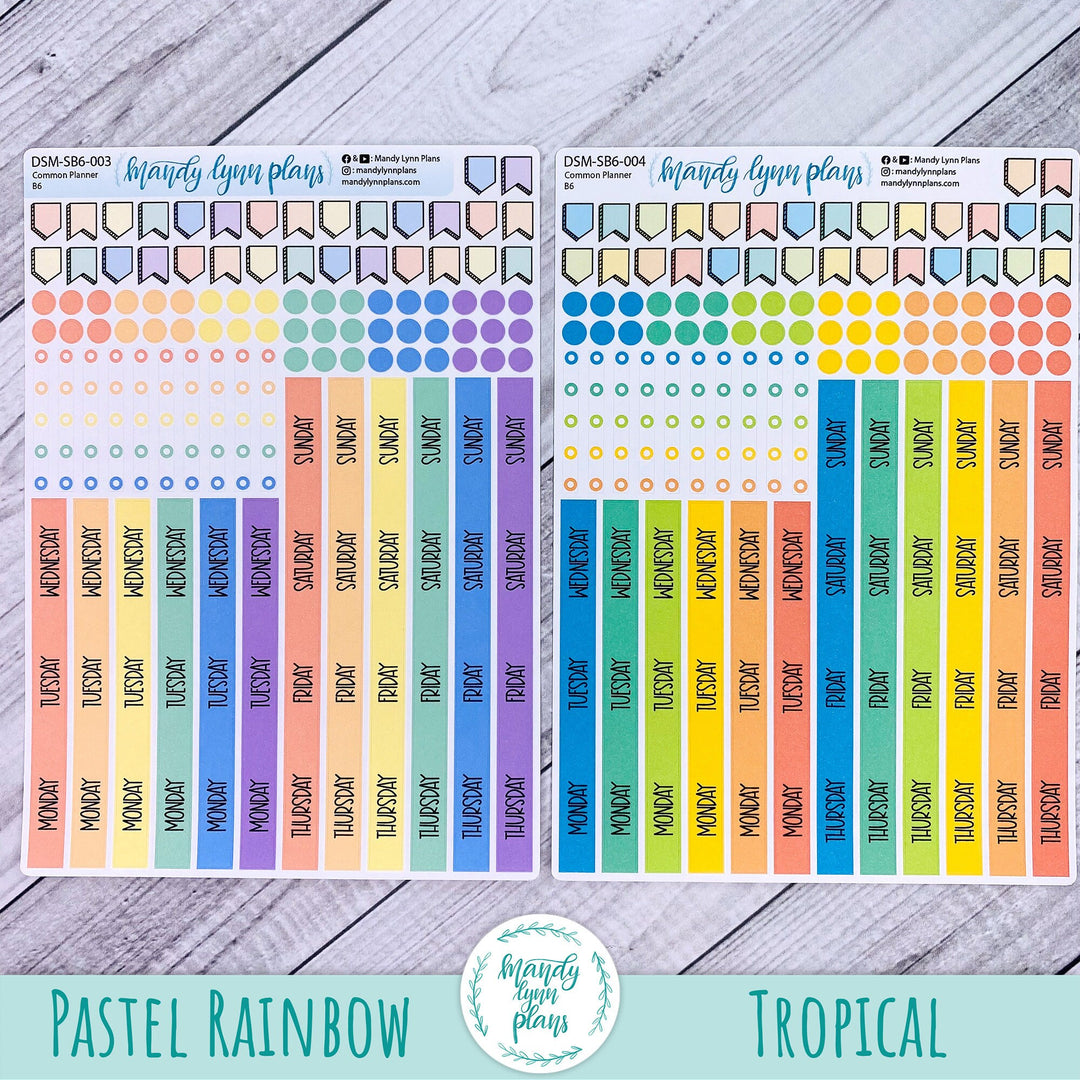 Sunday or Monday Start B6 (& A5 Slim) Common Planner Monthly Day Cover Strips