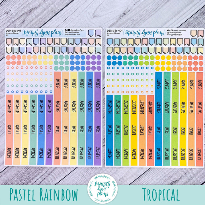 Sunday or Monday Start B6 (& A5 Slim) Common Planner Monthly Day Cover Strips