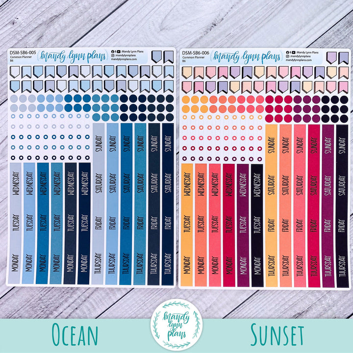 Sunday or Monday Start B6 (& A5 Slim) Common Planner Monthly Day Cover Strips