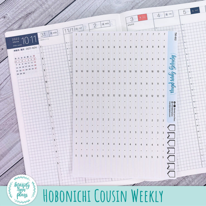 Hobonichi Cousin Daily and Weekly Timeline Strips || 5am-Midnight and 7am-5pm