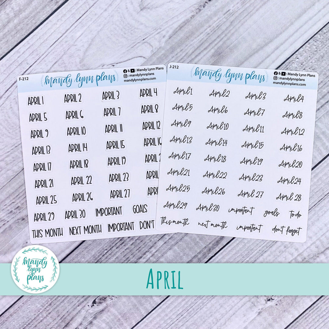 January-December Monthly Date Scripts