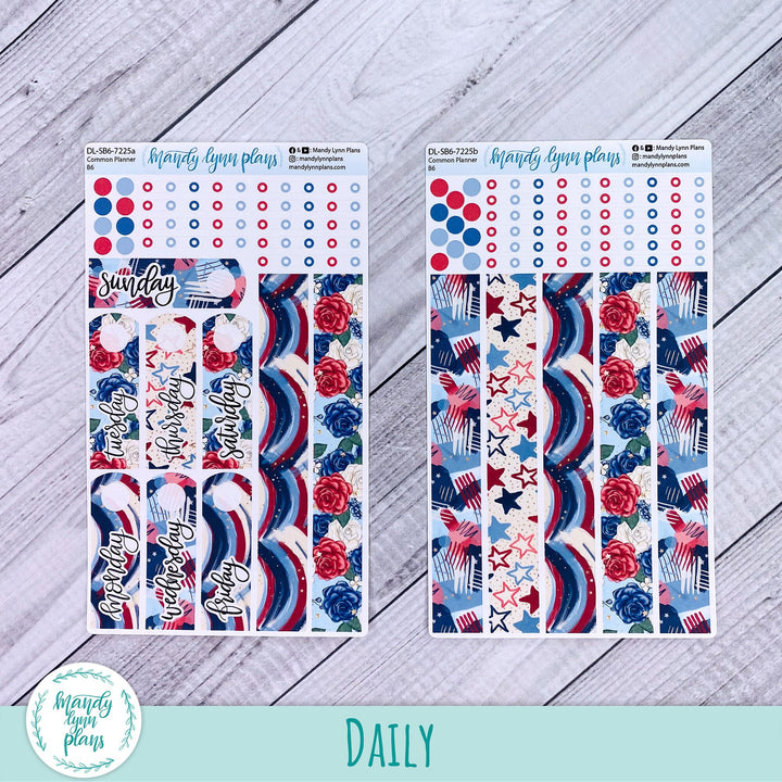 B6 Common Planner Daily Kit || Red, White and Blue || DL-SB6-7225