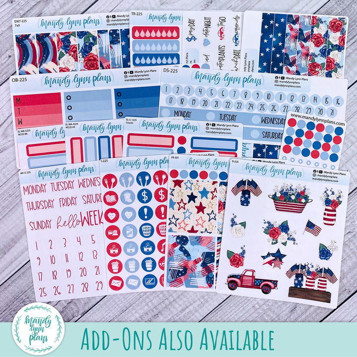 July B6 Common Planner Dashboard || Red, White and Blue || R-SB6-7225