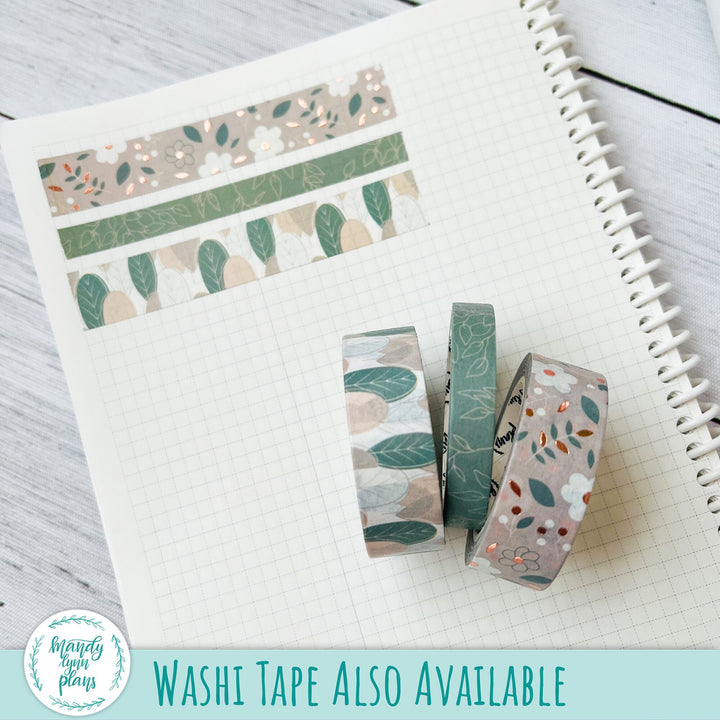 Green and Beige Floral Large Washi Sheet || WK-C-1228D