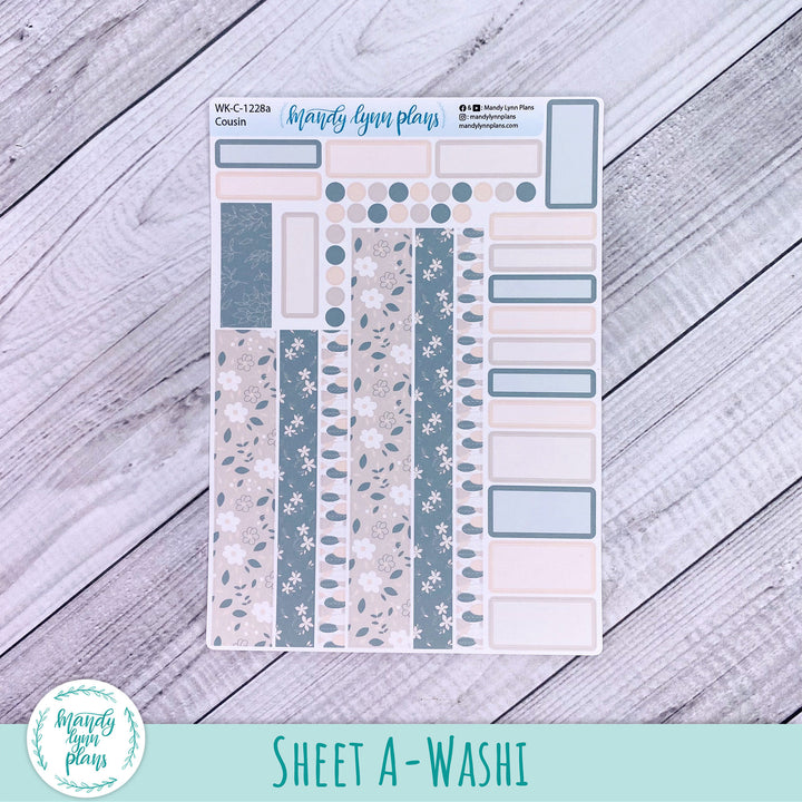 Hobonichi Cousin Weekly Kit || Green and Beige Floral || WK-C-1228