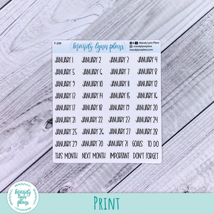 January-December Monthly Date Scripts