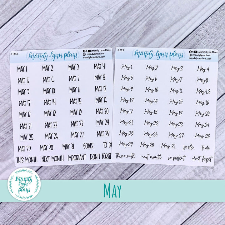 January-December Monthly Date Scripts