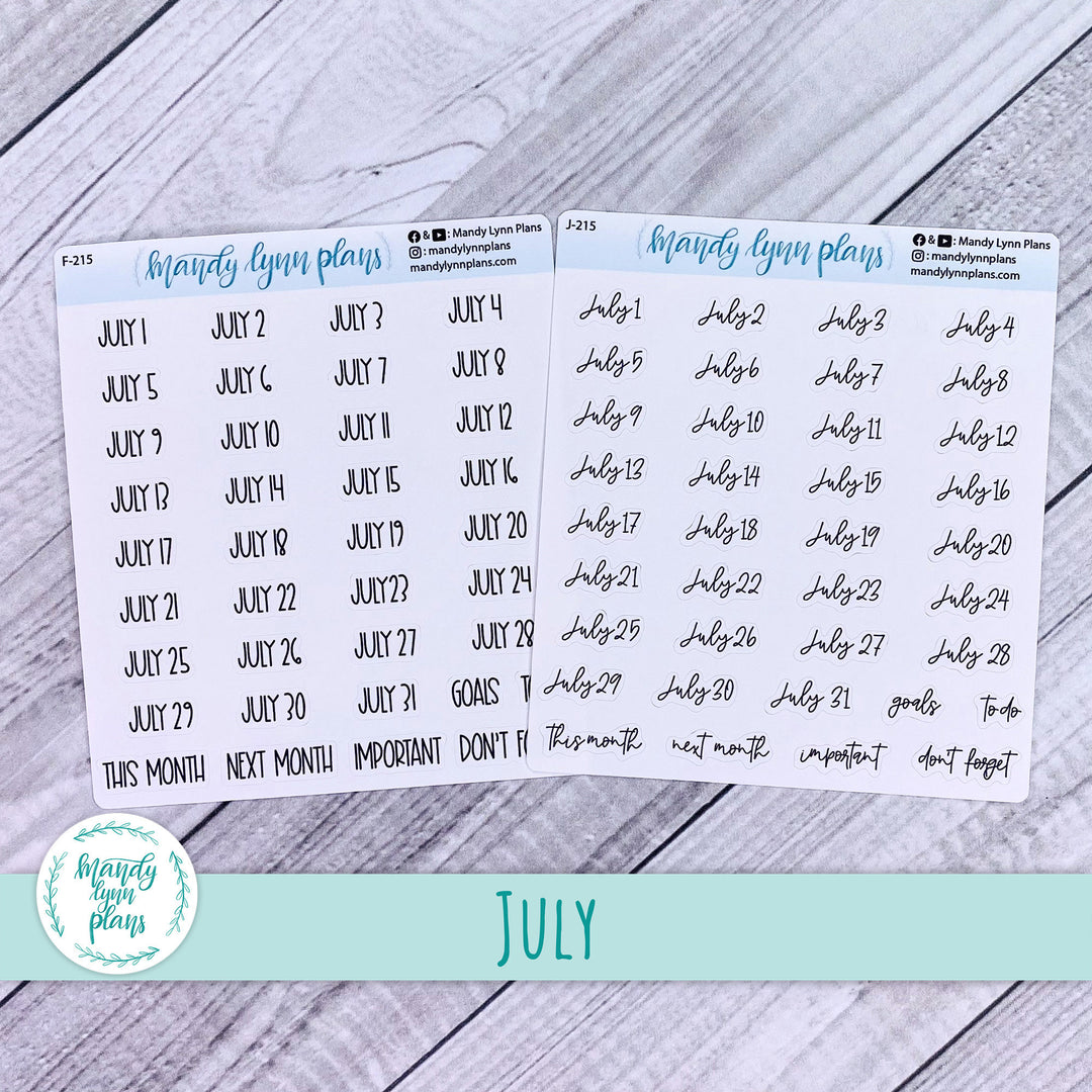 January-December Monthly Date Scripts