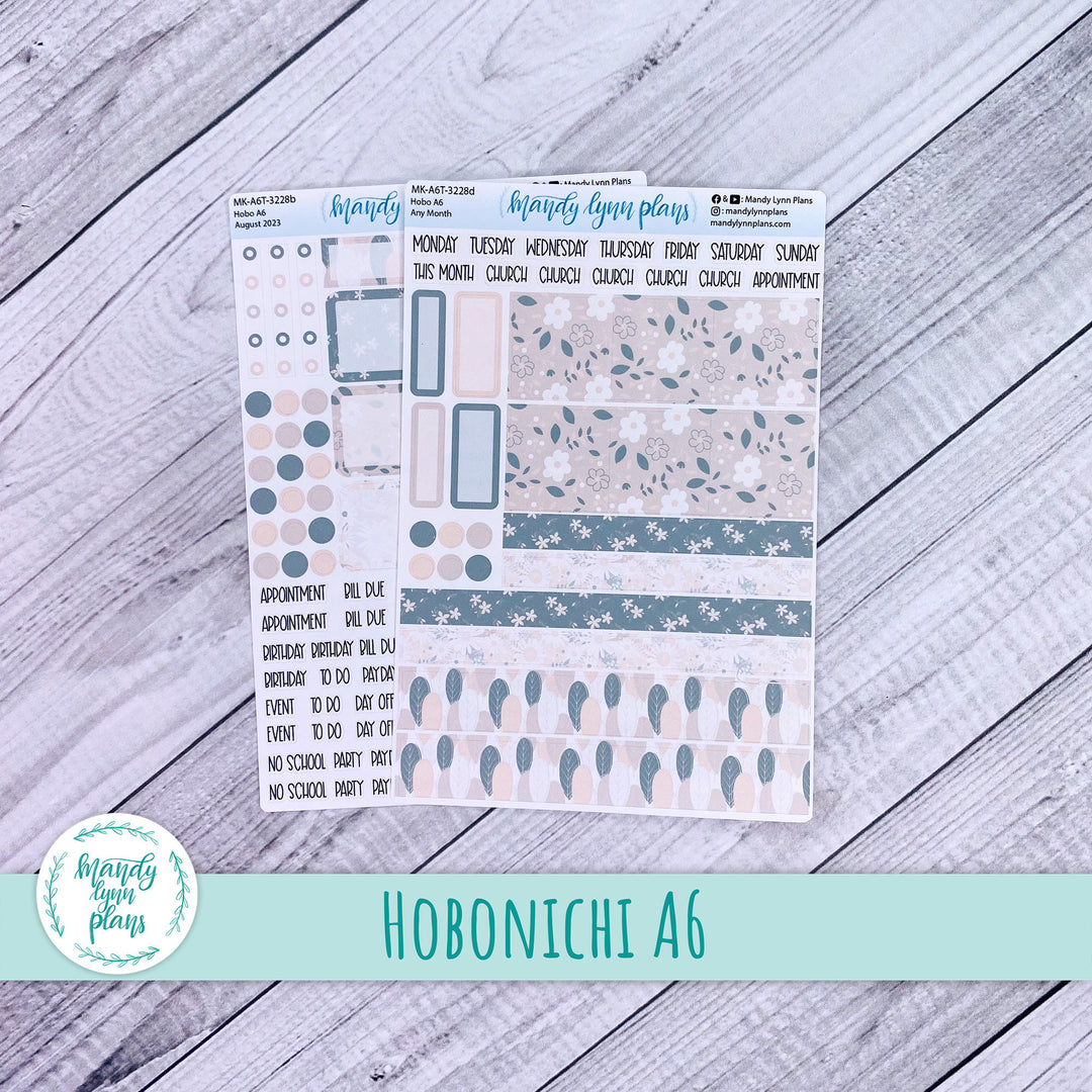 Any Month Hobonichi A6 Monthly Kit || Green and Beige Floral || MK-A6T-3228