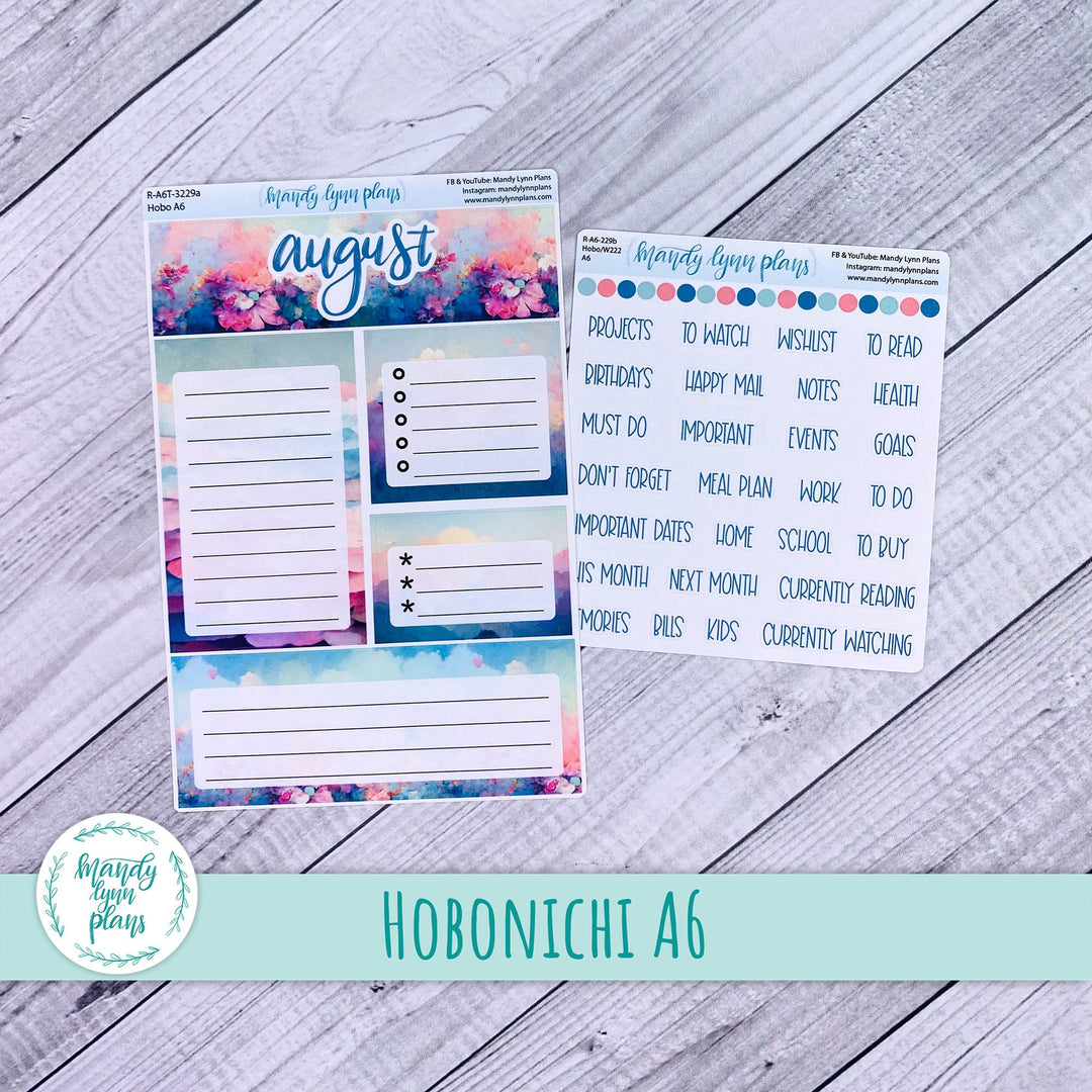 August Dashboard A6 Hobonichi || Abstract Sky || R-A6T-3229