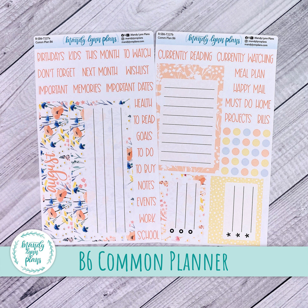 August B6 Common Planner Dashboard || Wildflowers || R-SB6-7227