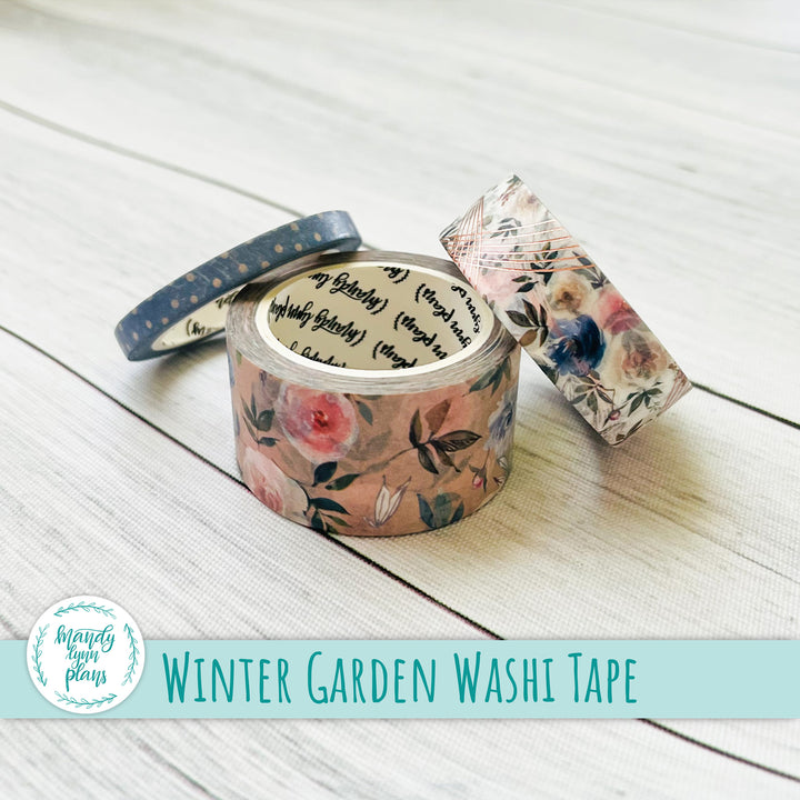 Set of 3 Washi Tape || Winter Garden || Rose Gold Foiled