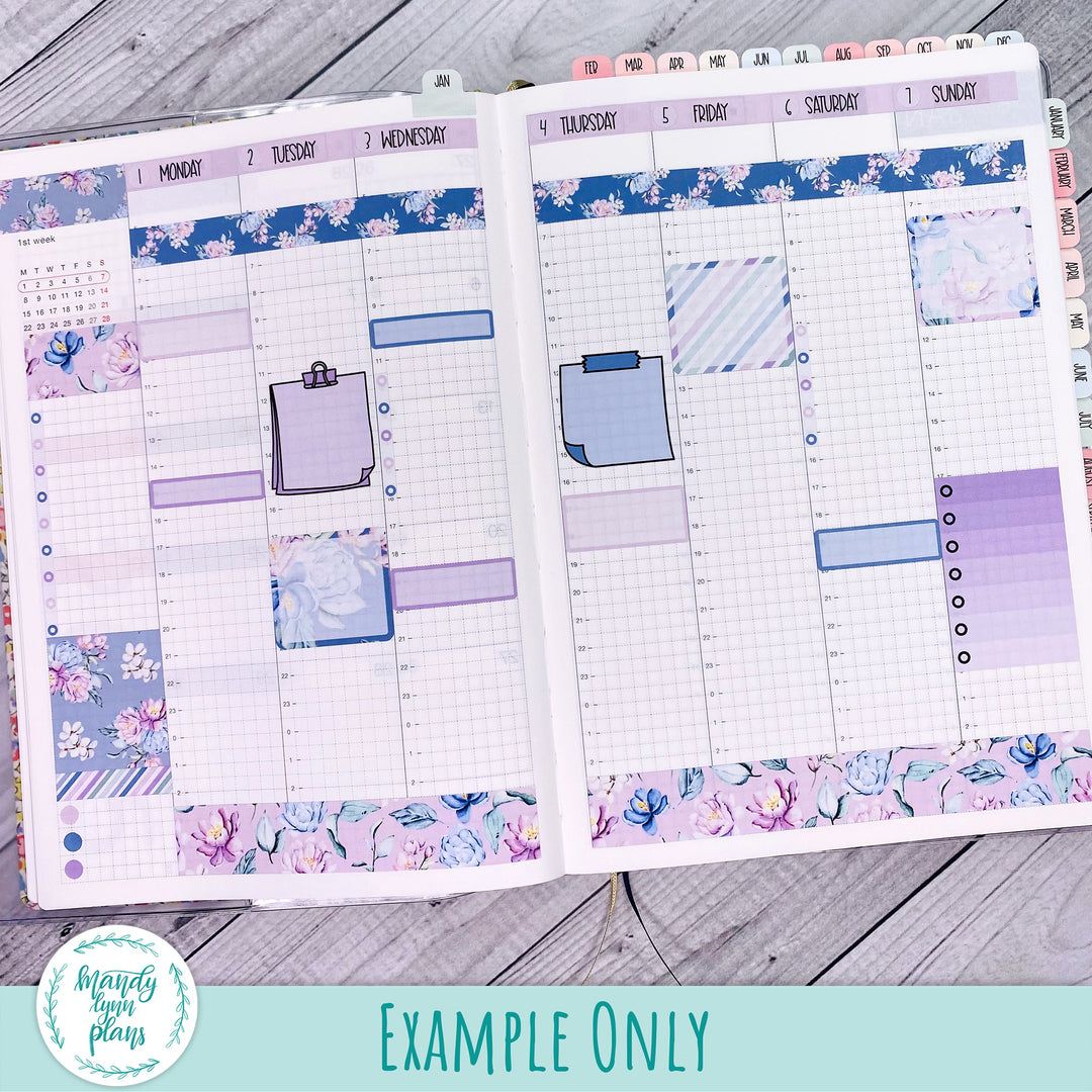 Hobonichi Cousin Weekly Kit || Dusty Blue Floral || WK-C-1263